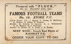 1922-23 Pluck Famous Football Teams #10 Stoke City Back