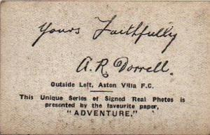 1922 D.C. Thomson Signed Real Photos of Famous Footballers #NNO Arthur Dorrell Back