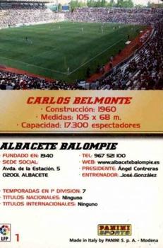 2004-05 Panini Megacracks #1 Albacete Balompie Back