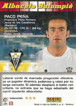 2004-05 Panini Megacracks #8 Paco Peña Back