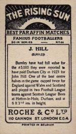1927 Roche & Co. Ltd The Rising Sun Famous Footballers #44 Jack Hill Back