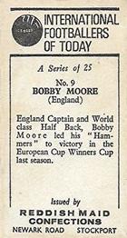 1965-66 Reddish Maid International Footballers of Today #9 Bobby Moore Back