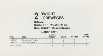 1984-85 Ovaltine Minnesota Strikers (MISL) #NNO Dwight Lodeweges Back