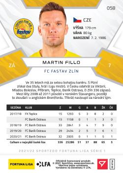 2021-22 SportZoo Fortuna:Liga #058 Martin Fillo Back