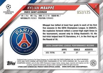 2021-22 Topps Chrome UEFA Champions League - Rose Gold Refractor #1 Kylian Mbappé Back