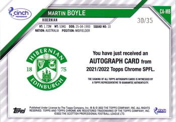 2021-22 Topps Chrome SPFL - Autographs Green Tartan #CA-MB Martin Boyle Back