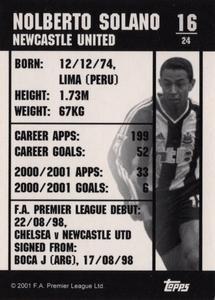 2001 Topps F.A. Premier League Mini Cards (Nestle Cereal) - Silver foil #16 Nolberto Solano Back