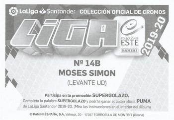 2019-20 Panini LaLiga Santander Este Stickers - Levante UD #14B Moses Simon Back