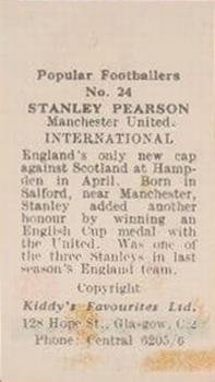 1948 Kiddys Favourites Popular Footballers #24 Stan Pearson Back