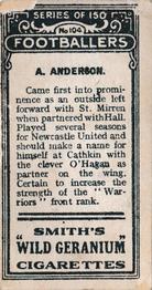 1912 F. & J. Smith - 150 Footballers #104 Andy Anderson Back