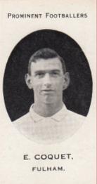 1913 Taddy & Co. Prominent Footballers Series 3 #NNO Ernie Coquet Front