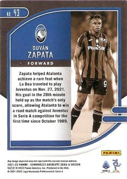 2021-22 Panini Chronicles - Absolute Serie A Purple Astro #43 Duvan Zapata Back