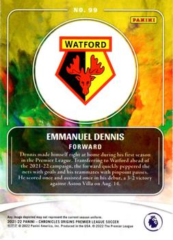 2021-22 Panini Chronicles - Origins Premier League #99 Emmanuel Dennis Back