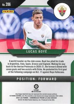 2021-22 Panini Chronicles - Prizm La Liga #206 Lucas Boye Back
