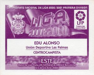 2000-01 Liga 2000-2001 Colecciones Este #168 Edu Alonso Back