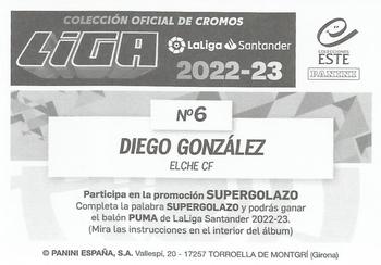 2022-23 Panini LaLiga Santander Este Stickers #6 Diego González Back
