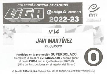 2022-23 Panini LaLiga Santander Este Stickers #14 Javi Martínez Back