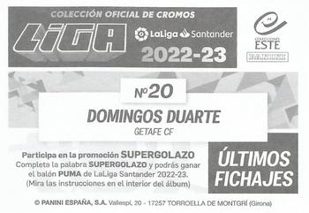 2022-23 Panini LaLiga Santander Este Stickers - Ultimos Fichajes #20 Domingos Duarte Back