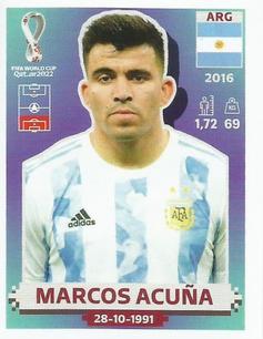 2022 Panini FIFA World Cup: Qatar 2022 Stickers (Blue Fronts w/ White Border) #ARG5 Marcos Acuna Front