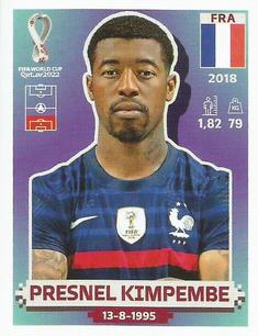 2022 Panini FIFA World Cup: Qatar 2022 Stickers (Blue Fronts w/ White Border) #FRA7 Presnel Kimpembe Front