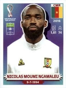 2022 Panini FIFA World Cup: Qatar 2022 Stickers (Blue Fronts w/ White Border) #CMR19 Moumi Ngamaleu Front