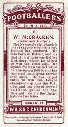 1997 Card Collectors Society 1914 Churchman's Footballers (Brown back) (reprint) #8 Billy McCracken Back