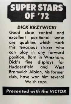 1972 D.C. Thomson / The Victor Super Stars of ‘72 #NNO Dick Krzywicki Back