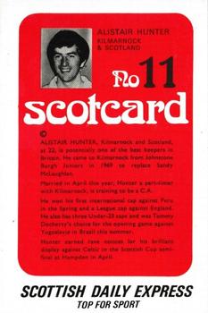 1972 Scottish Daily Express Scotcards Scottish Footballers #11 Alistair Hunter Back