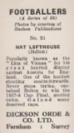 1960 Dickson Orde & Co. Ltd. Footballers #21 Nat Lofthouse Back