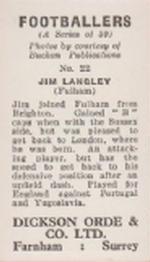 1960 Dickson Orde & Co. Ltd. Footballers #22 Jim Langley Back