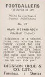 1960 Dickson Orde & Co. Ltd. Footballers #47 Alan Hodgkinson Back