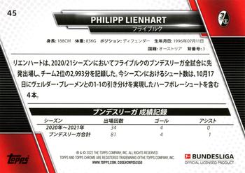 2021-22 Topps Bundesliga Japan Edition #45 Philipp Lienhart Back