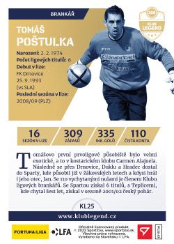 2022-23 SportZoo Fortuna:Liga - Klub Legend #KL25 Tomas Postulka Back