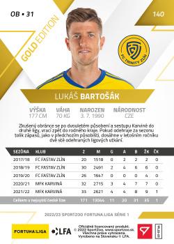 2022-23 SportZoo Fortuna:Liga - Limited Edition Gold #140 Lukas Bartosak Back