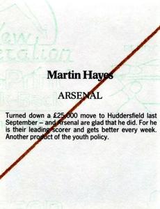1986 Daily Mirror Stick With It #NNO Martin Hayes Back