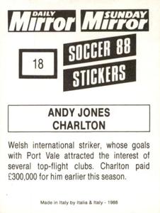 1987-88 Daily Mirror/Sunday Mirror Soccer 88 Stickers #18 Andy Jones Back