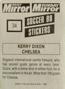1987-88 Daily Mirror/Sunday Mirror Soccer 88 Stickers #34 Kerry Dixon Back