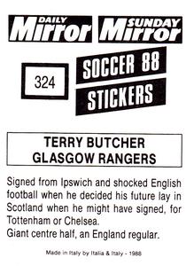 1987-88 Daily Mirror/Sunday Mirror Soccer 88 Stickers #324 Terry Butcher Back