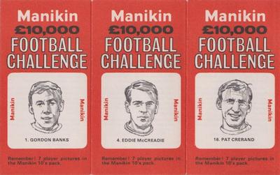 1969 J.R. Freeman Manikin Football Challenge - Uncut Trebles #1 / 4 / 16 Gordon Banks / Eddie McCreadie / Pat Crerand Front