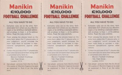1969 J.R. Freeman Manikin Football Challenge - Uncut Trebles #9 / 24 / 25 John Greig / Bobby Lennox / Geoff Hurst Back