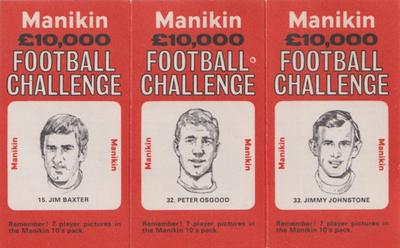 1969 J.R. Freeman Manikin Football Challenge - Uncut Trebles #15 / 32 / 33 Jim Baxter / Peter Osgood / Jimmy Johnstone Front