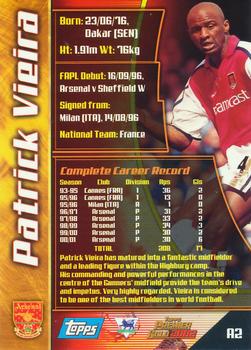 2001-02 Topps Premier Gold 2002 #A2 Patrick Vieira Back