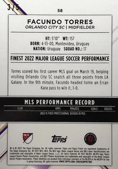 2022 Finest MLS - Red Refractor #58 Facundo Torres Back