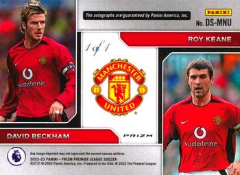 2022-23 Panini Prizm Premier League - Dual Signatures Prizms Black #DS-MNU David Beckham / Roy Keane Back