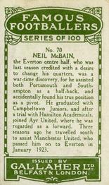 1925 Gallaher Famous Footballers #70 Neil McBain Back