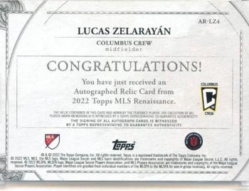 2022 Topps Renaissance MLS - Autographed Relics Platinum #AR-LZ4 Lucas Zelarayán Back
