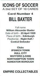 2023 Empire Collectables Icons of Soccer (Series 2) #4 Bill Baxter Back