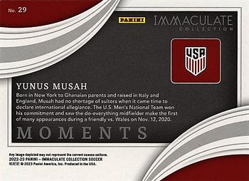 2022-23 Panini Immaculate Collection - Moments Platinum #29 Yunus Musah Back