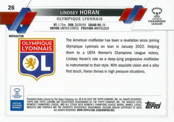 2022-23 Topps Chrome UEFA Women's Champions League - Refractor #26 Lindsey Horan Back