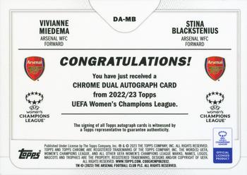 2022-23 Topps Chrome UEFA Women's Champions League - Chrome Dual Autographs #DA-MB Vivianne Miedema / Stina Blackstenius Back
